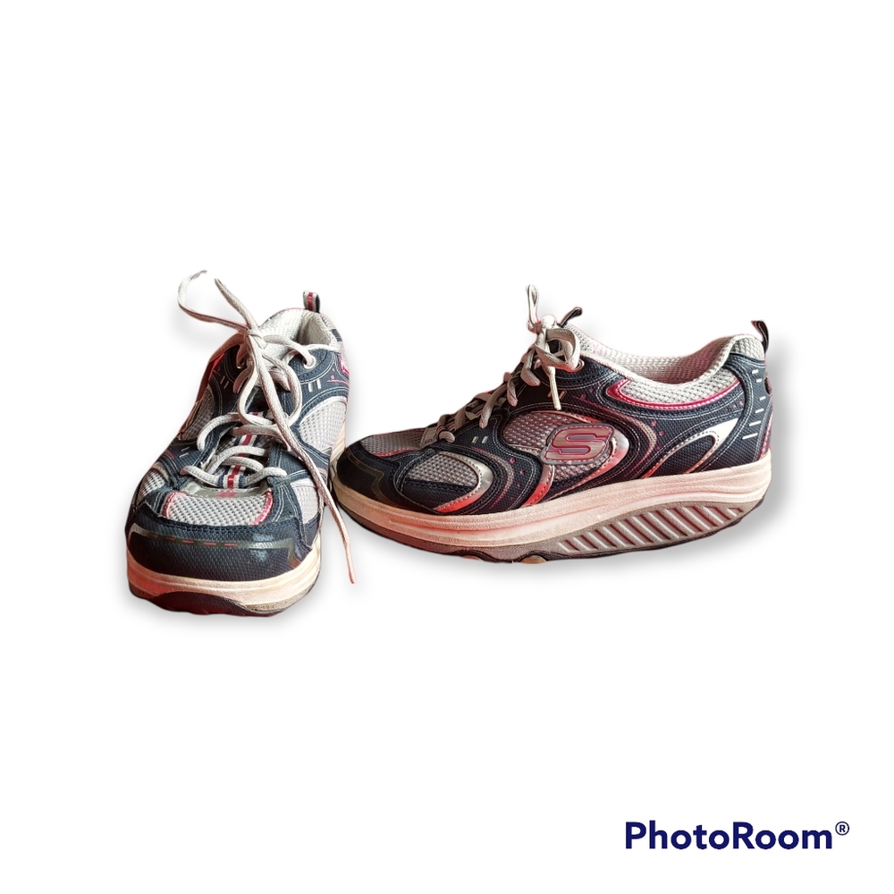 Skechers Shape Ups Gray Metallic Pink